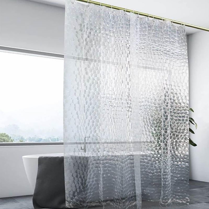 jssablo Clear Shower Curtain Liner, 100% Waterproof EVA 3D Shower Curtains with 3 Duty Heavy Bottom Magnets and 12 Rust Proof Grommets, 72x72 Weighted Shower Liner for Shower Stall, Bathtubs - Image 1